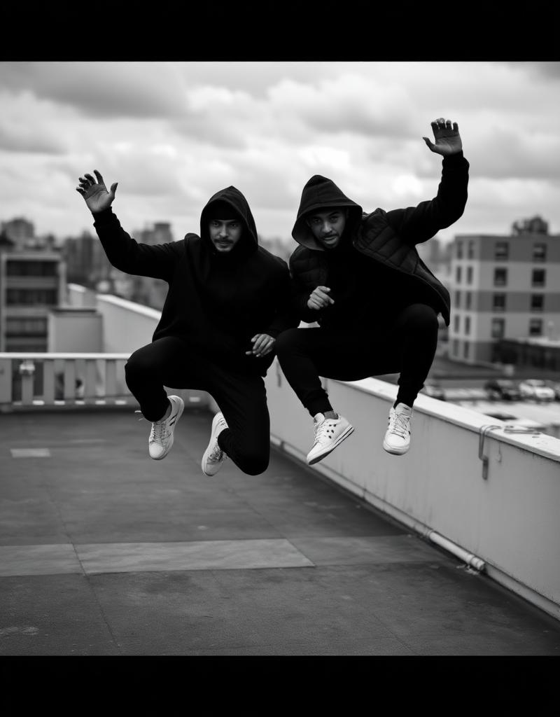 Athletes mid jump